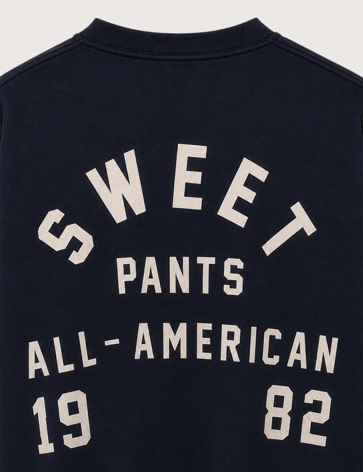 SWEET PANTS T-Shirt Double Manches Longues Unisexe Heritage Marine Blanc - 4