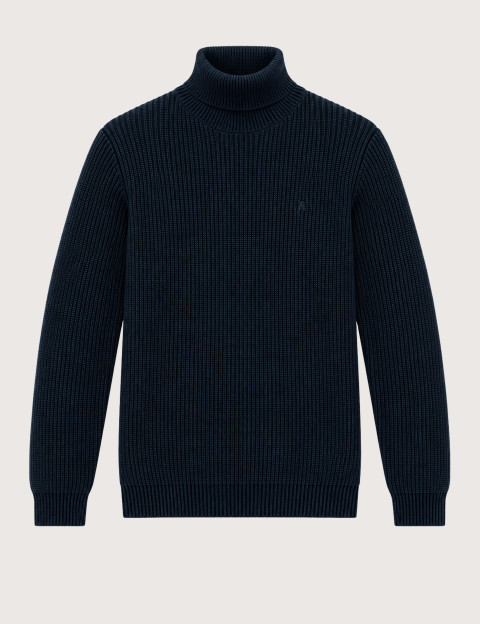REPLAY Col Roulé Homme en Maille Marine C07W