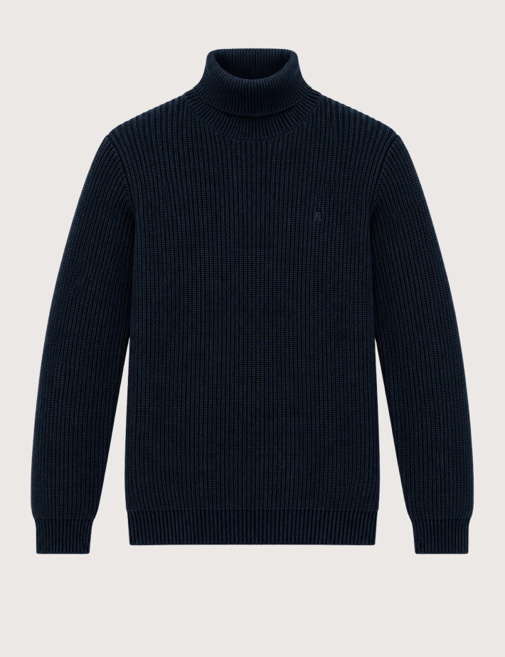 REPLAY Col Roulé Homme en Maille Marine C07W