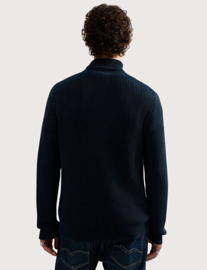 REPLAY Col Roulé Homme en Maille Marine C07W - 3