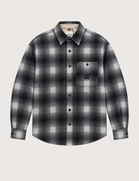 REPLAY Surchemise Homme à Carreaux Noir Blanc Gris C059