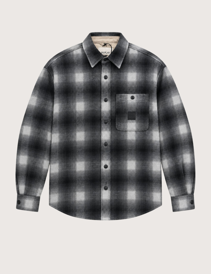 REPLAY Surchemise Homme à Carreaux Noir Blanc Gris C059