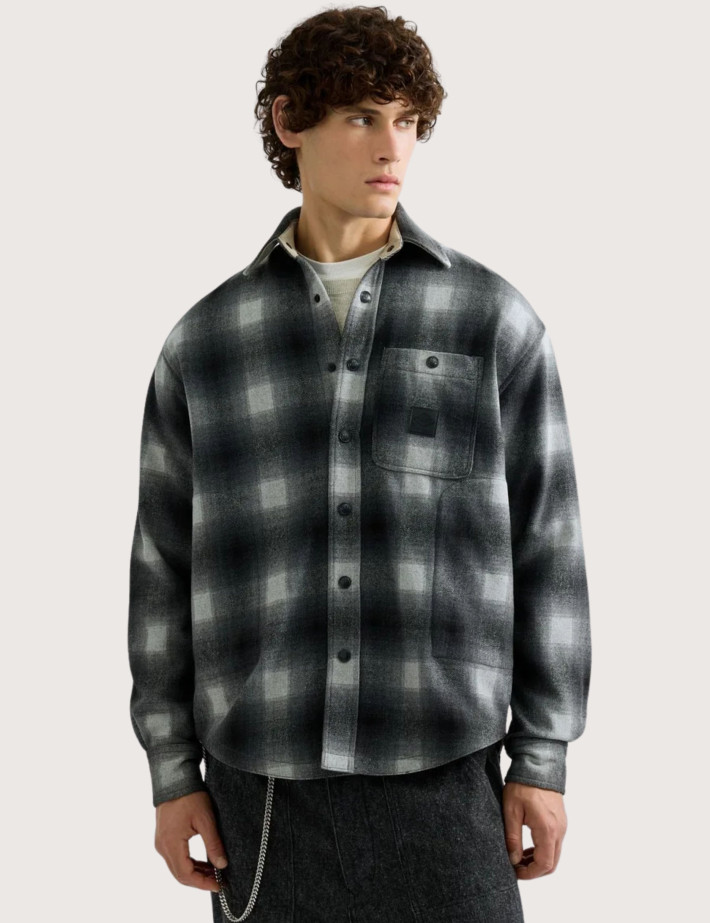 REPLAY Surchemise Homme à Carreaux Noir Blanc Gris C059 - 2
