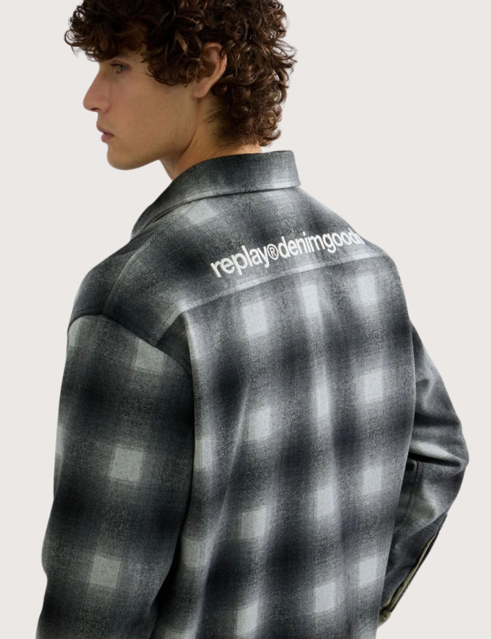REPLAY Surchemise Homme à Carreaux Noir Blanc Gris C059 - 4