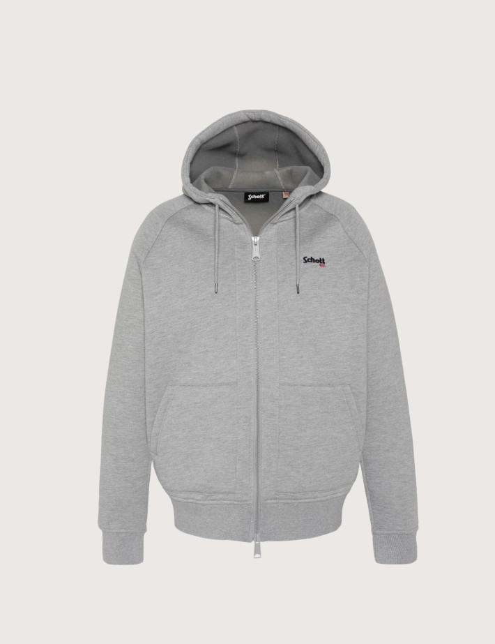 SCHOTT Sweat Homme à Zip Triplux Logo Gris