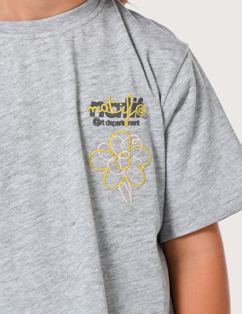 Natif T-Shirt Enfant Manches Courtes Flower Art Gris - 3
