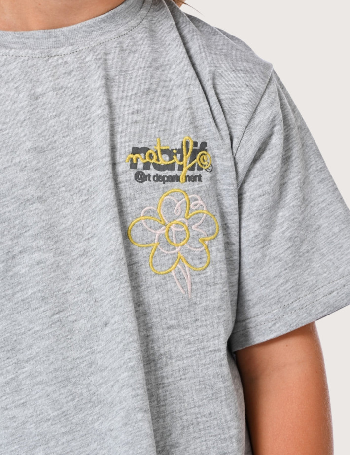 Natif T-Shirt Enfant Manches Courtes Flower Art Gris - 3
