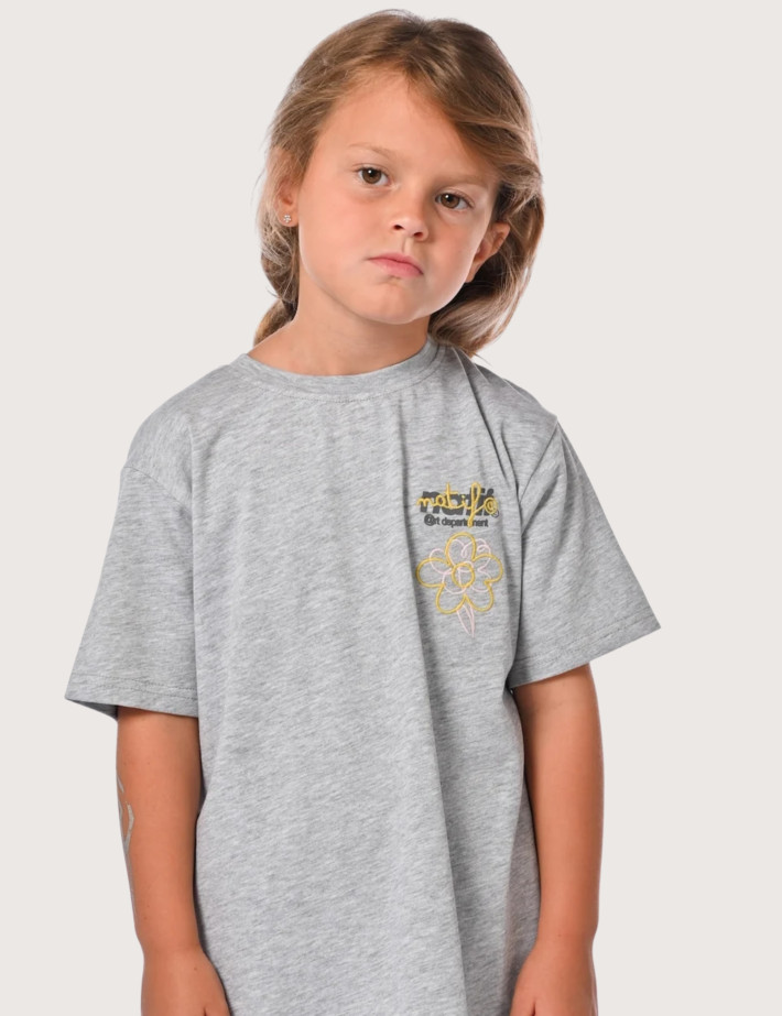 Natif T-Shirt Enfant Manches Courtes Flower Art Gris - 2
