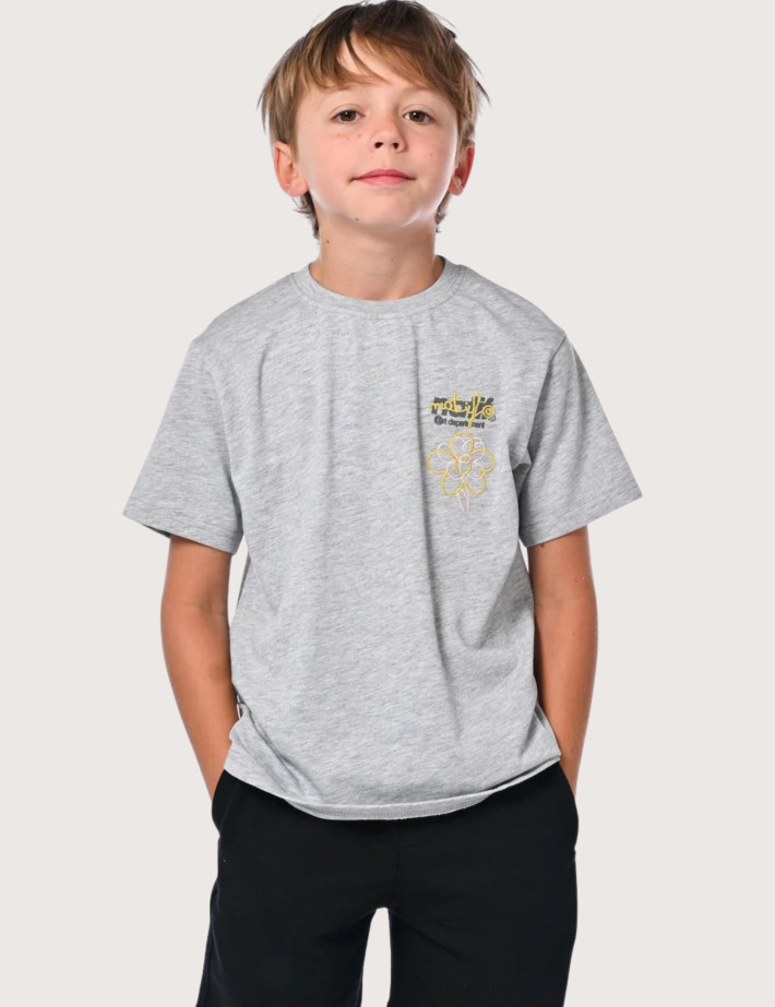 Natif T-Shirt Enfant Manches Courtes Flower Art Gris - 5