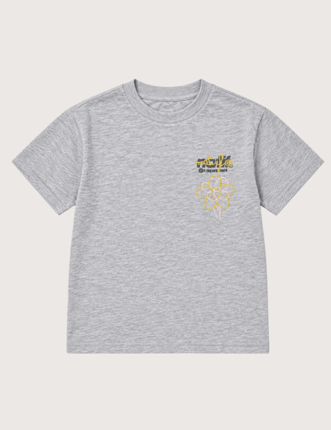 Natif T-Shirt Enfant Manches Courtes Flower Art Gris
