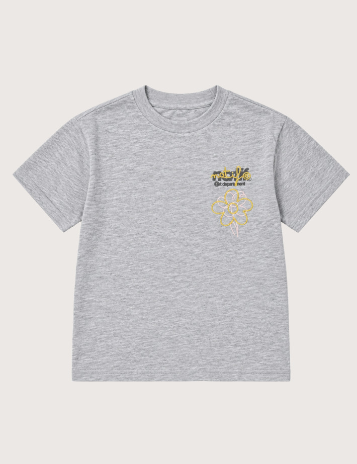 Natif T-Shirt Enfant Manches Courtes Flower Art Gris