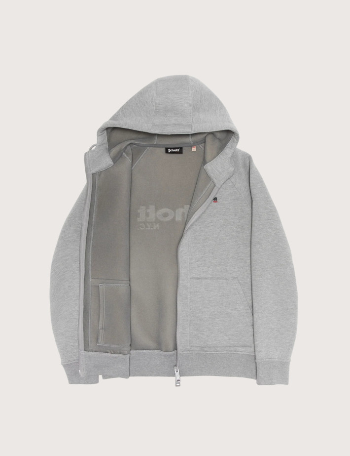 SCHOTT Sweat Homme à Zip Triplux Logo Gris - 3