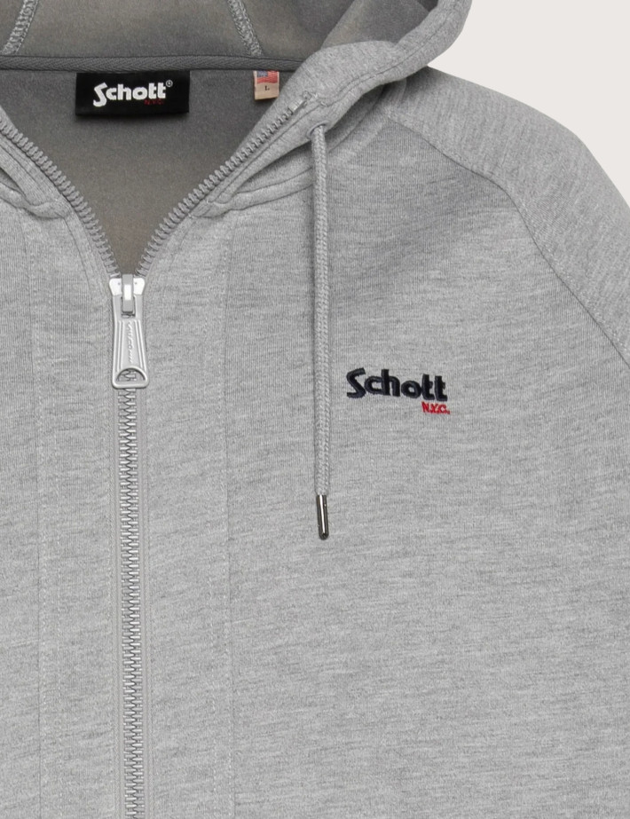 SCHOTT Sweat Homme à Zip Triplux Logo Gris - 5