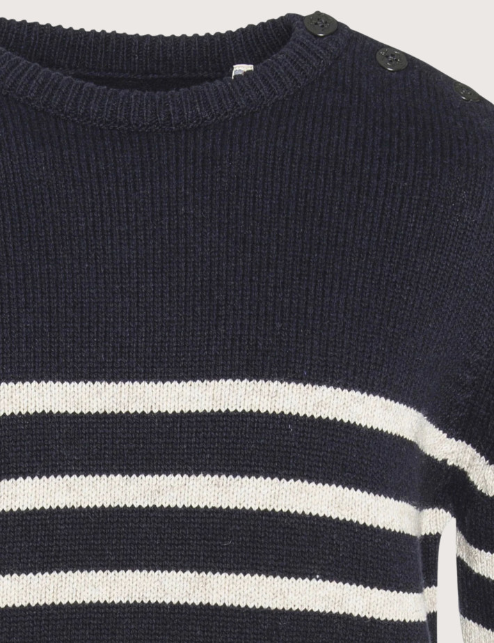 Pull Homme Col Rond à Rayures Marine - Schott