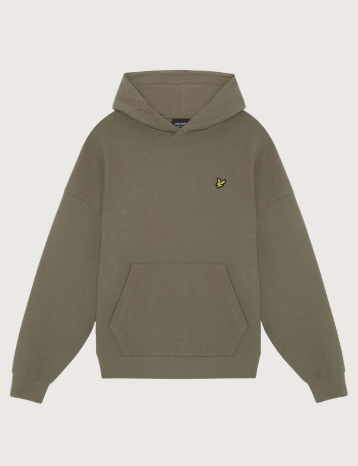 Lyle & Scott Sweat à Capuche Côtelé Geo Homme Kaki