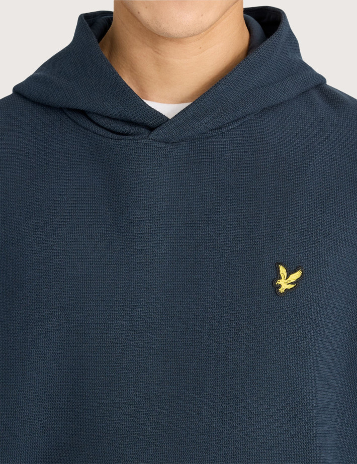 Lyle & Scott Sweat à Capuche Côtelé Geo Homme Marine - 4