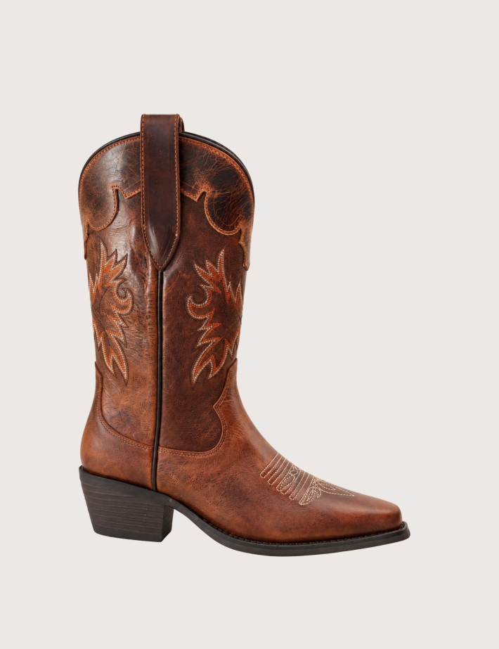 Mexicana Bottes Santiags Avec Motif Aigle en Cuir Macha Marron