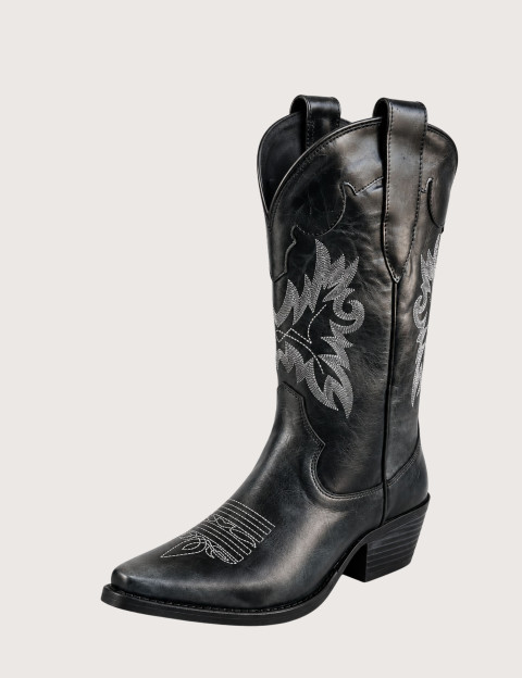 Mexicana Bottes Santiags Avec Motif Aigle en Cuir Macha Noir - 2