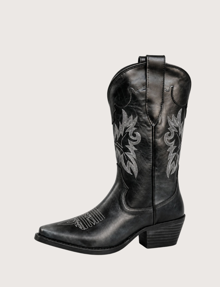 Mexicana Bottes Santiags Avec Motif Aigle en Cuir Macha Noir - 5