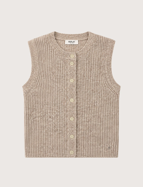 REPLAY Gilet Femme Sans Manches Beige C0A2