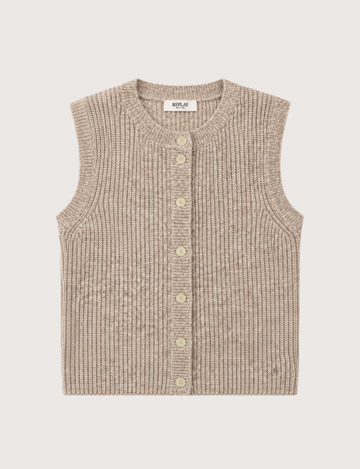 REPLAY Gilet Femme Sans Manches Beige C0A2