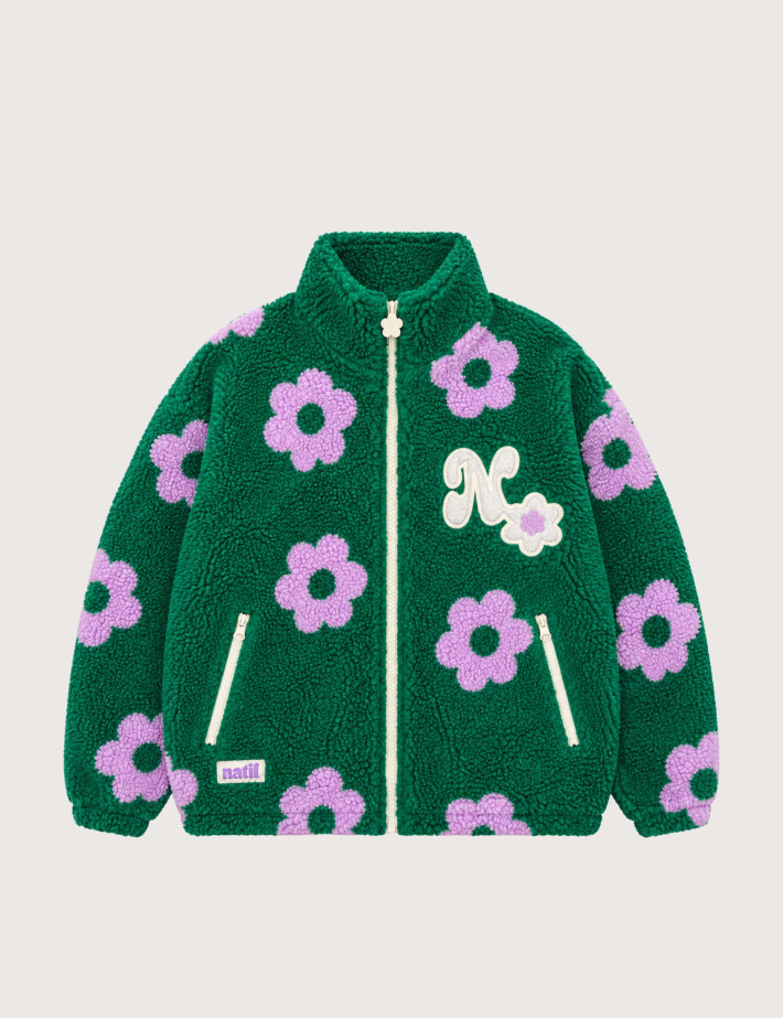 Natif Veste Homme Sherpa Flowers Vert