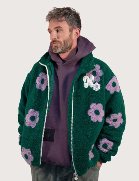 Natif Veste Homme Sherpa Flowers Vert - 2