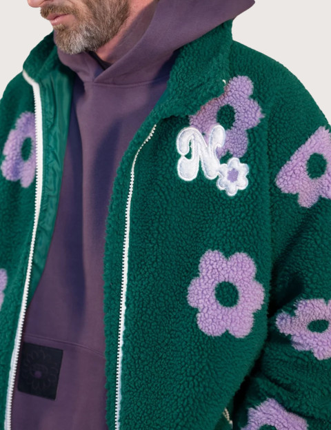 Natif Veste Homme Sherpa Flowers Vert - 4