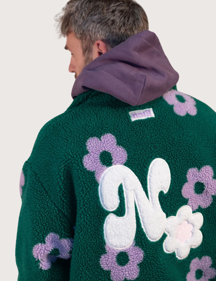 Natif Veste Homme Sherpa Flowers Vert - 5