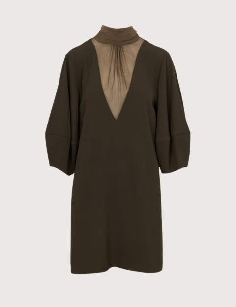 IMPERIAL Robe Col Cheminée Voile Kaki