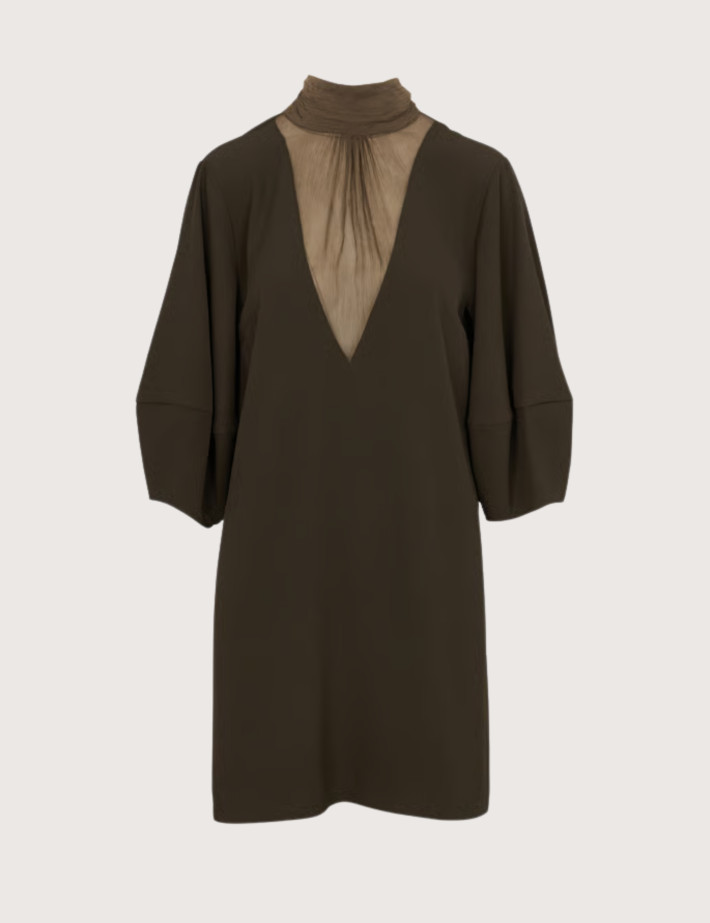 IMPERIAL Robe Col Cheminée Voile Kaki