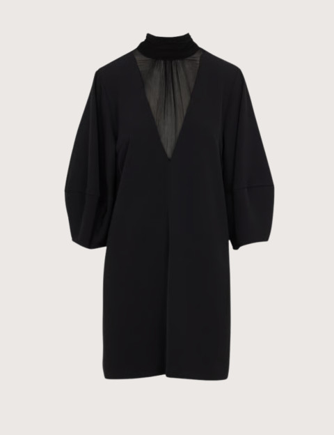 IMPERIAL Robe Col Cheminée Voile Noir