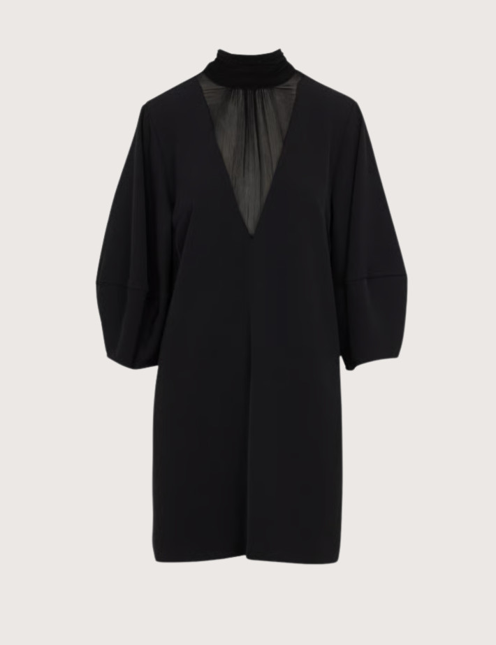 IMPERIAL Robe Col Cheminée Voile Noir