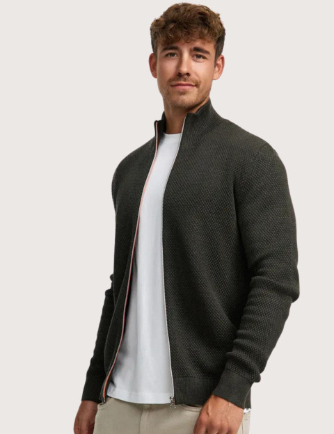 KRONSTADT Zipper en Maille Homme Erik Kaki - 2