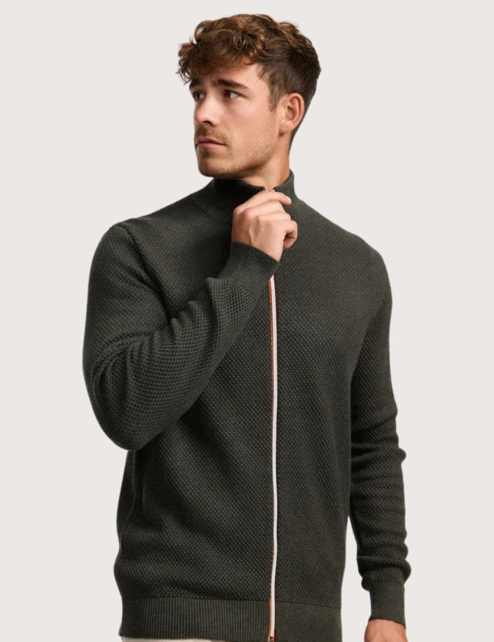 KRONSTADT Zipper en Maille Homme Erik Kaki - 4