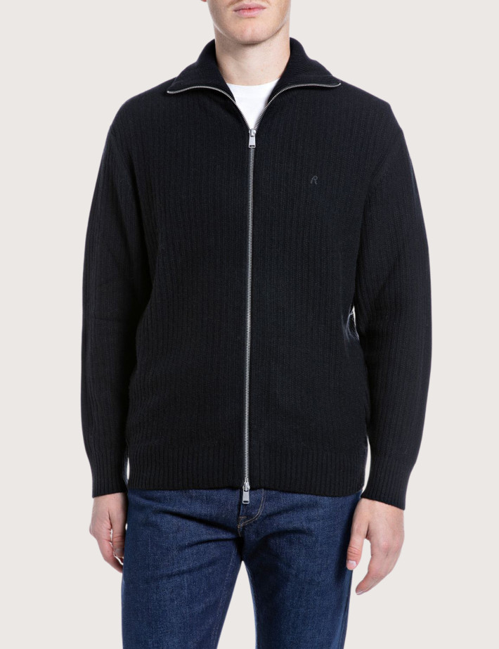 REPLAY Zipper Homme en Maille Noir C098