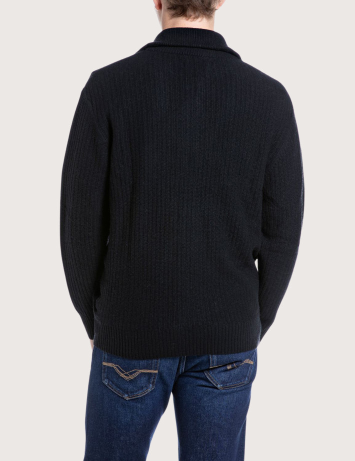 REPLAY Zipper Homme en Maille Noir C098 - 2