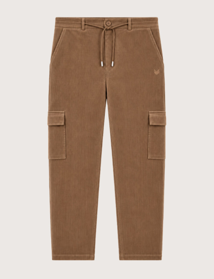 HBT HERITAGE VELOURS FINE COTE | NEWTON Pantalon Cargo Homme Marron