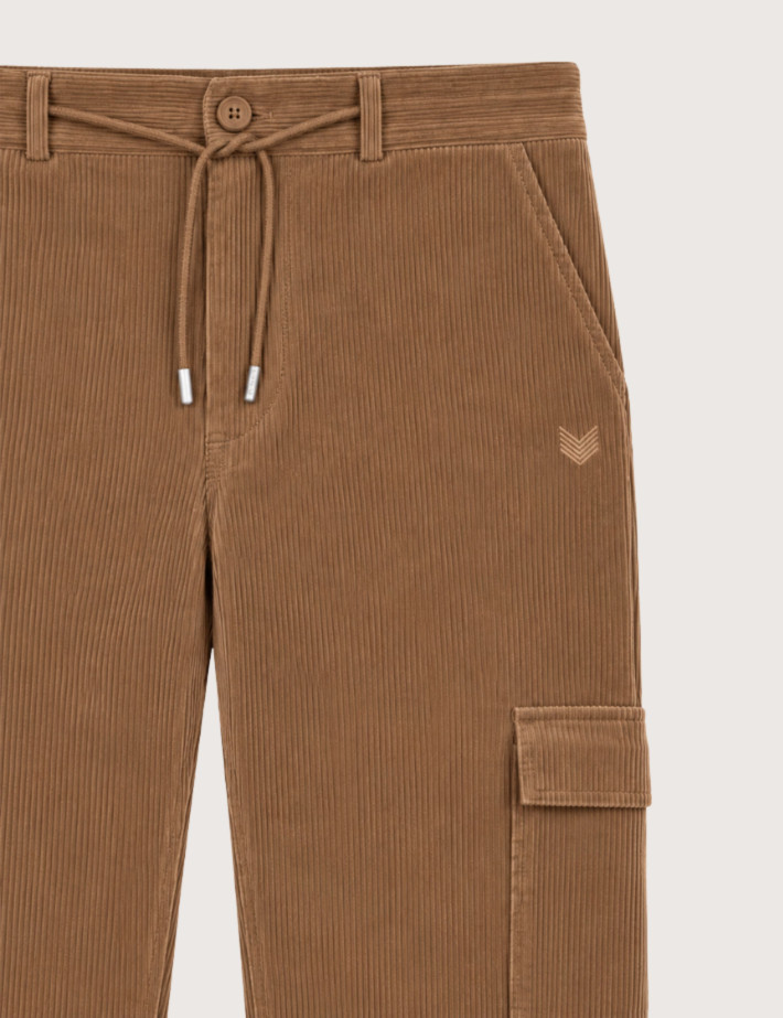 HBT HERITAGE VELOURS FINE COTE | NEWTON Pantalon Cargo Homme Marron - 2