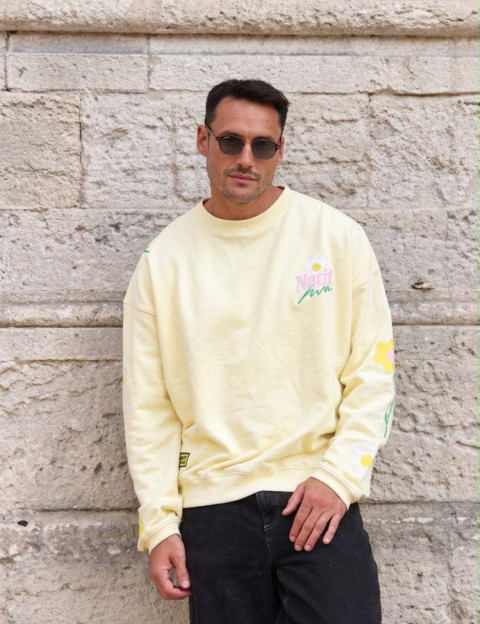 Natif Sweat Loose Unisexe Flower Supply Original Jaune - 3