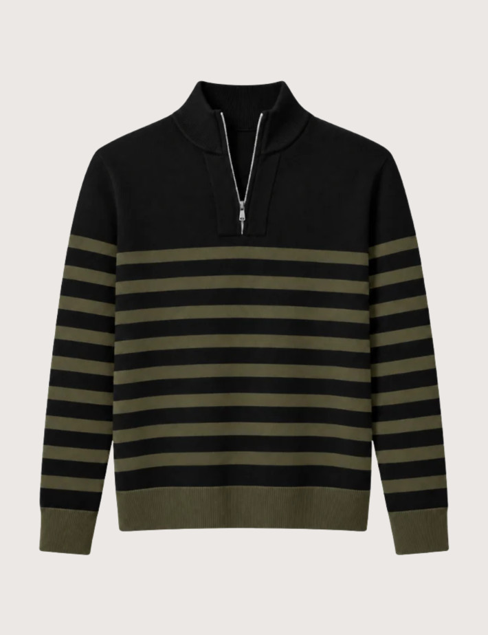 HBT BASICS KNITWEAR | DIEGO Pull Marinière Homme Noir
