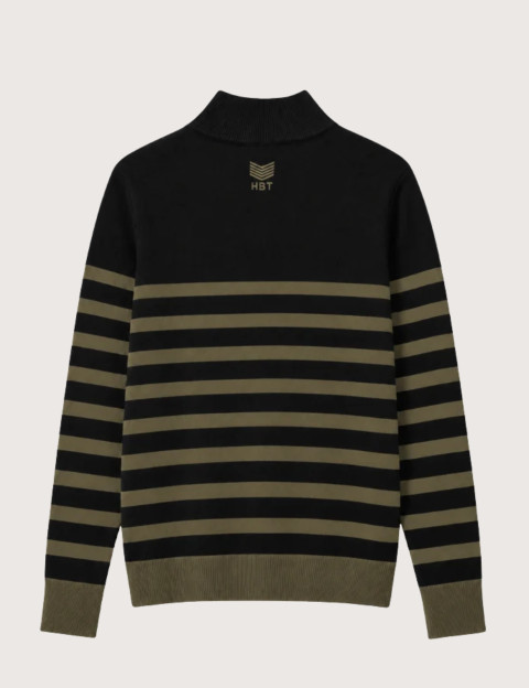 HBT BASICS KNITWEAR | DIEGO Pull Marinière Homme Noir - 3