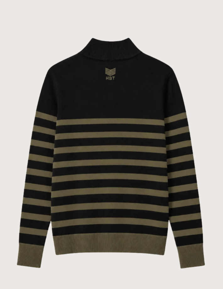 HBT BASICS KNITWEAR | DIEGO Pull Marinière Homme Noir - 3
