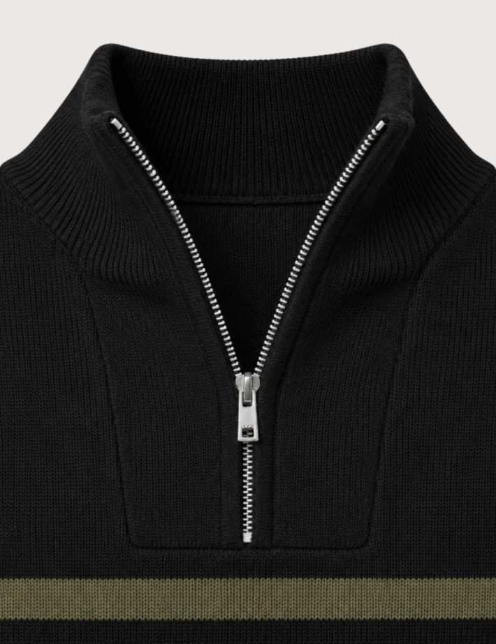 HBT BASICS KNITWEAR | DIEGO Pull Marinière Homme Noir - 4
