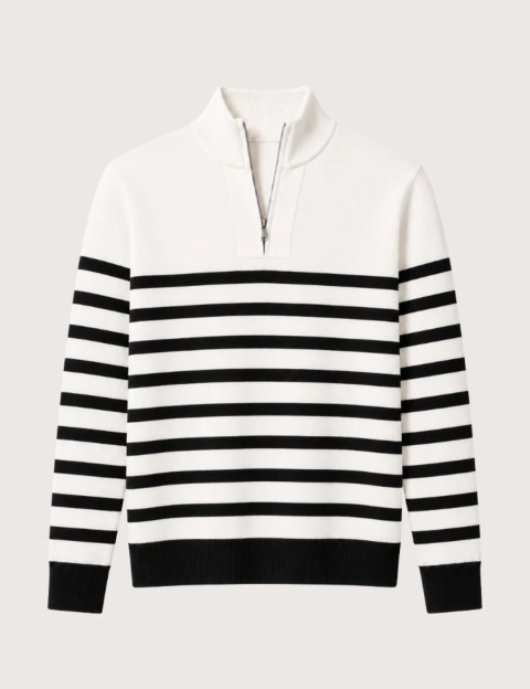 HBT BASICS KNITWEAR | DIEGO Pull Marinière Homme Ecru
