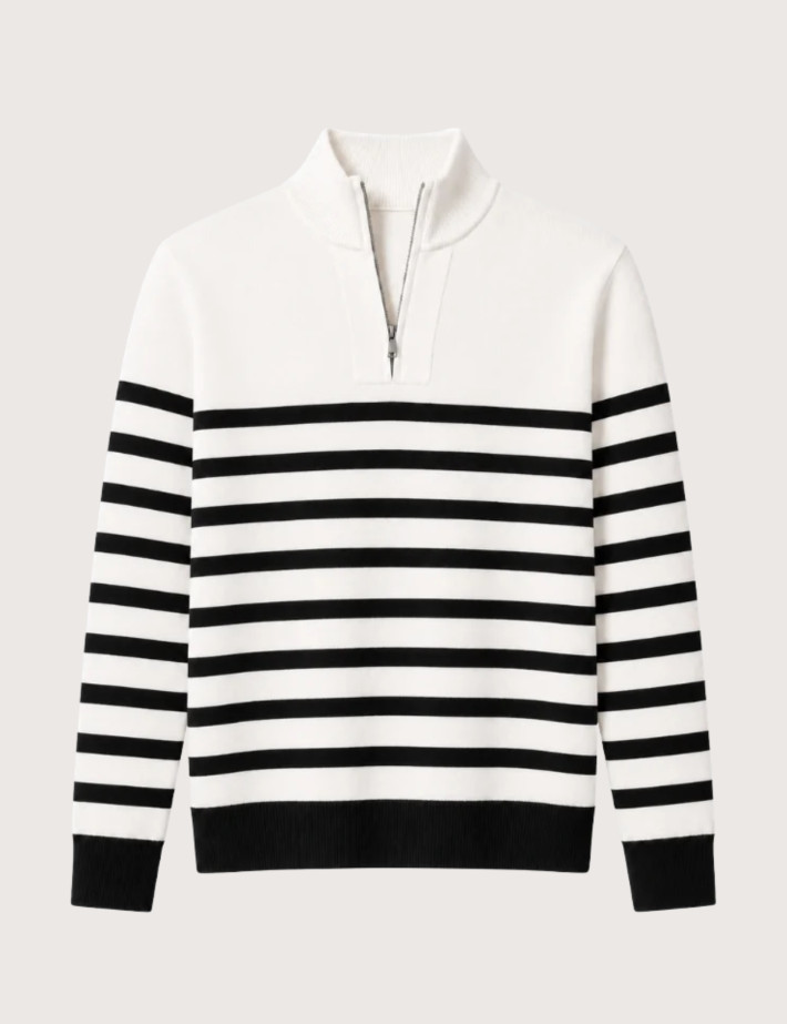 HBT BASICS KNITWEAR | DIEGO Pull Marinière Homme Ecru