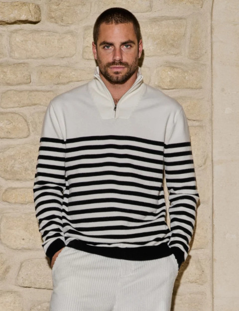 HBT BASICS KNITWEAR | DIEGO Pull Marinière Homme Ecru - 2