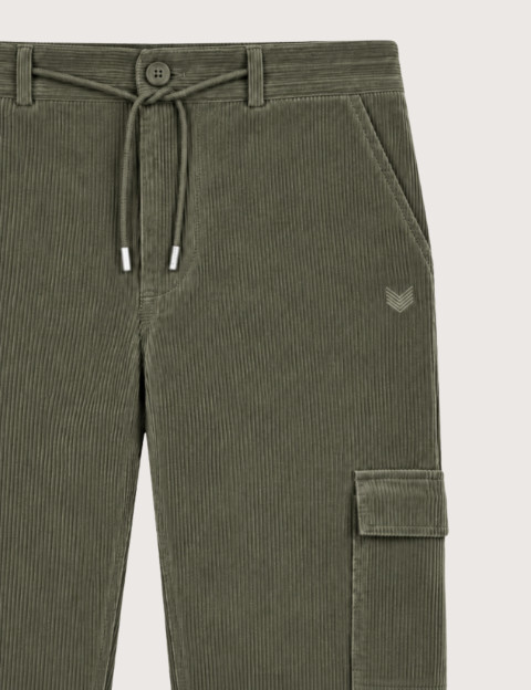 HBT HERITAGE VELOURS FINE COTE | NEWTON Pantalon Cargo Homme Kaki - 3