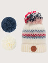 CABAIA Bonnet Beanie Bamboo Cream and Red Pol 3 Pompons