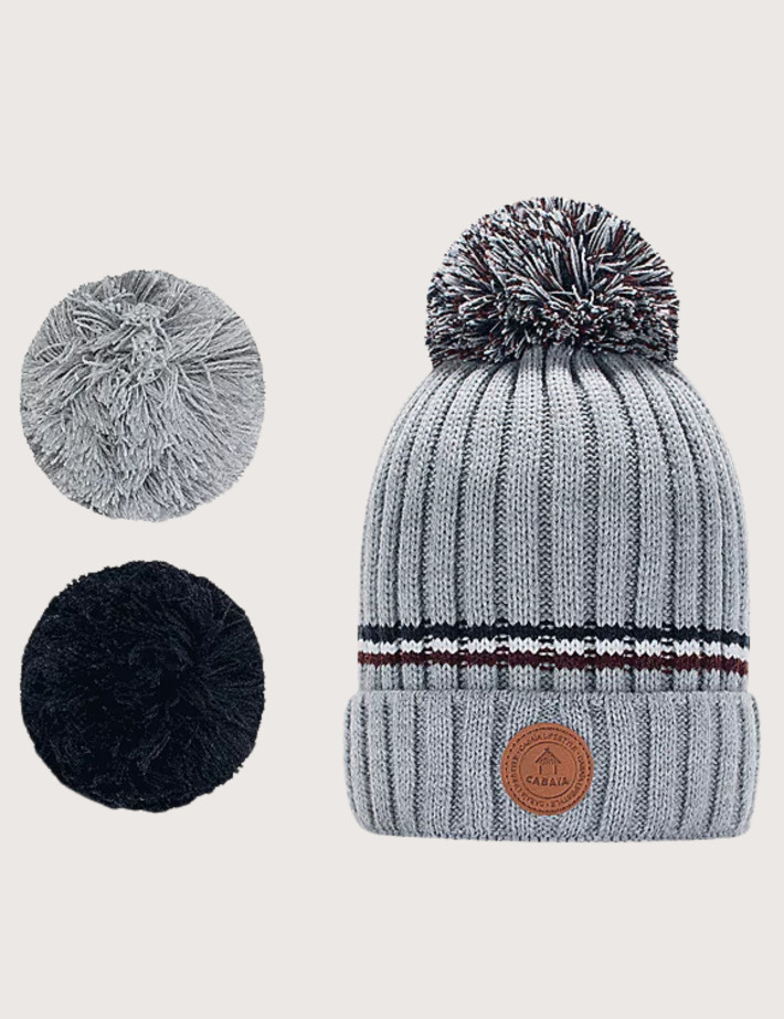 CABAIA Bonnet Beanie Manhattan Grey 3 Pompons
